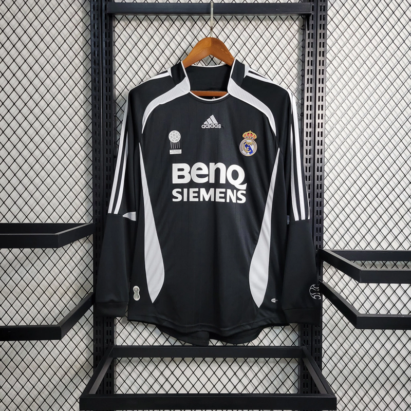 Camisa Real Madrid Away 2006/07 Manga Longa - Retrô Adidas Masculina - Preta