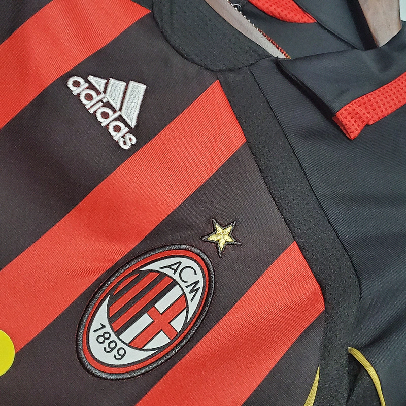 Camisa AC Milan Home 2006/07 - Retrô Adidas Masculino - Preto e Vermelho