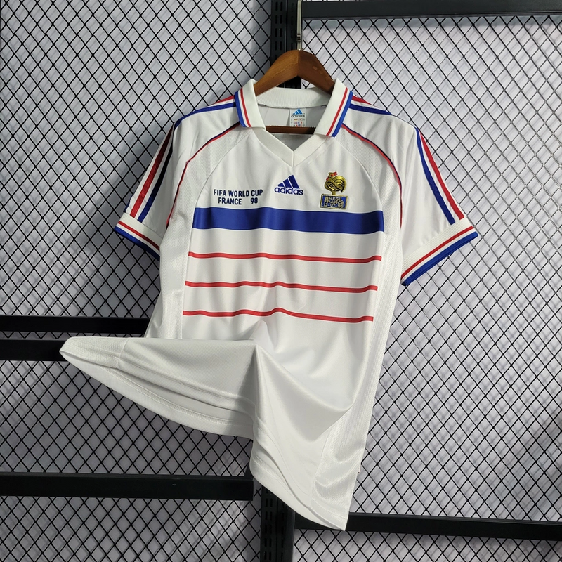 Camisa França Away 1998 - Retrô Adidas Masculino - Branco