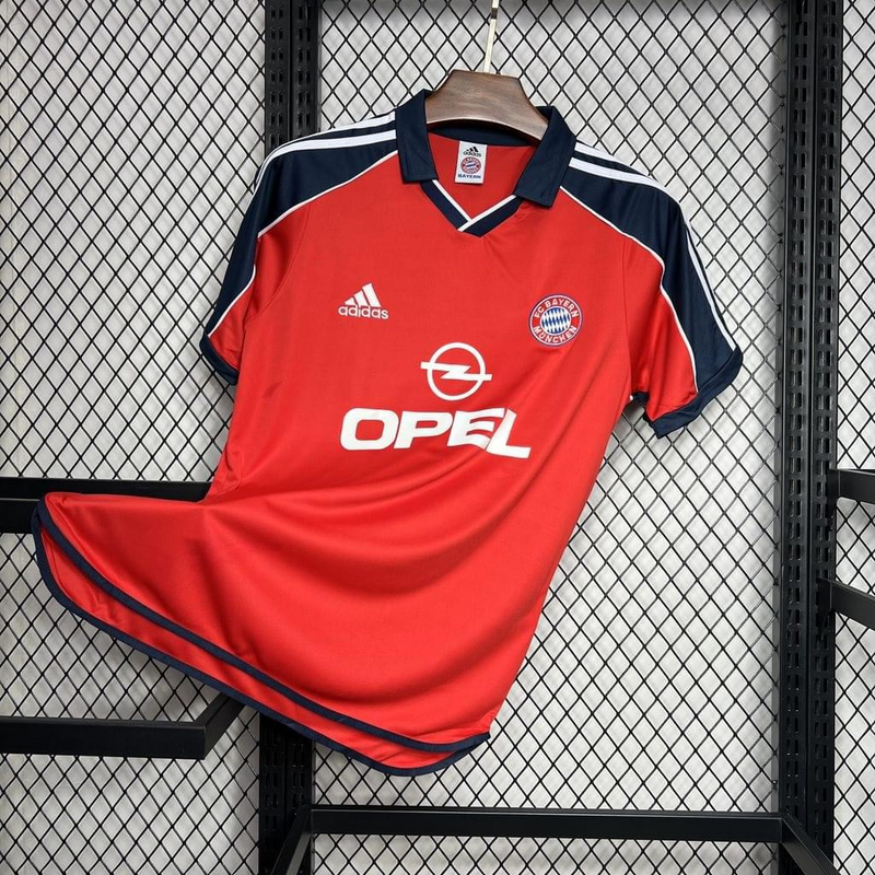 Camisa Bayern de Munique Home 2001/02 - Retrô Adidas Masculino - Vermelho e Azul