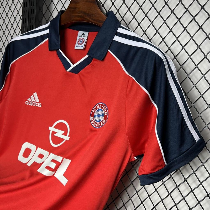 Camisa Bayern de Munique Home 2001/02 - Retrô Adidas Masculino - Vermelho e Azul