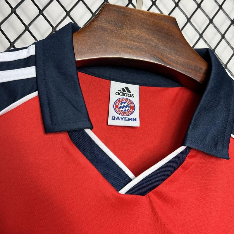 Camisa Bayern de Munique Home 2001/02 - Retrô Adidas Masculino - Vermelho e Azul