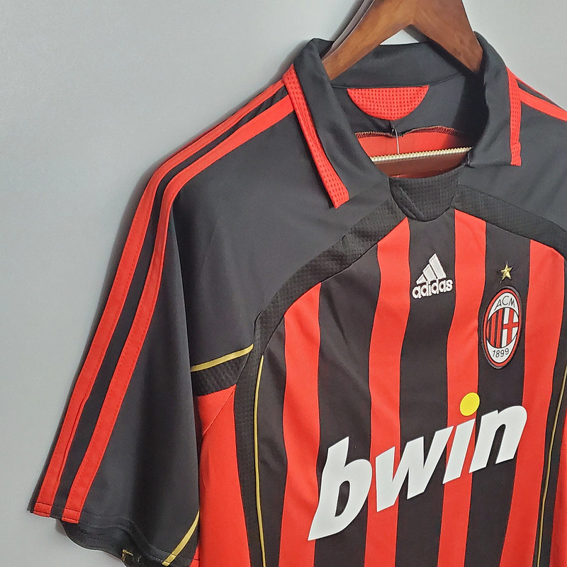 Camisa AC Milan Home 2006/07 - Retrô Adidas Masculino - Preto e Vermelho