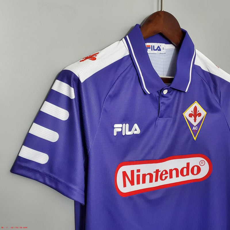 Camisa Fiorentina Home 1998/99 - Retrô Fila Masculino - Roxo e branco
