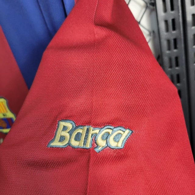 Camisa Barcelona Home 1998/99 - Retrô Nike Masculina - Azul e Vermelha