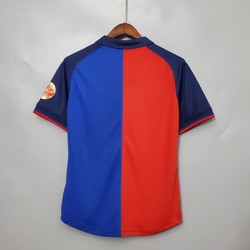 Camisa Barcelona Home 1999/00 - Retrô Nike Masculino - Azul e Grená