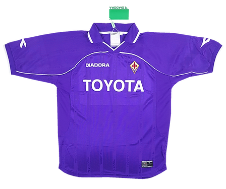 Camisa Fiorentina Home 2000/01 - Retrô Diadora Masculino - Roxo e branco