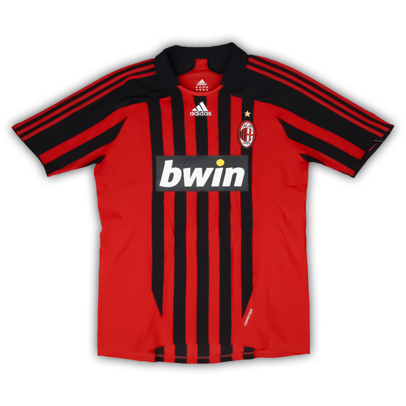 Camisa AC Milan Home 2007/08 - Retrô Adidas Masculino - Preto e Vermelho