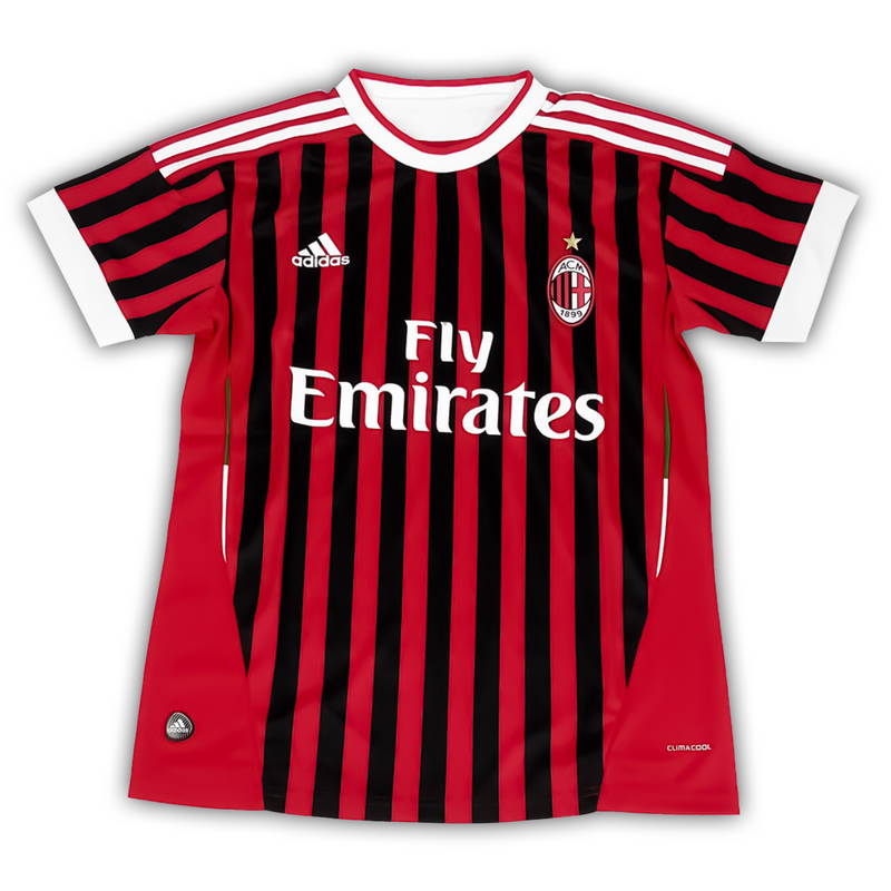 Camisa AC Milan Home 2009/10 - Retrô Adidas Masculino - Preto e Vermelho