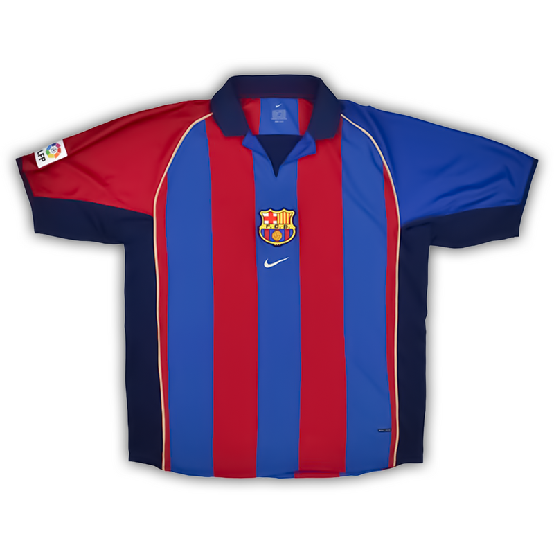 Camisa Barcelona Home 2001/02 - Retrô Nike Masculino - Azul e Grená