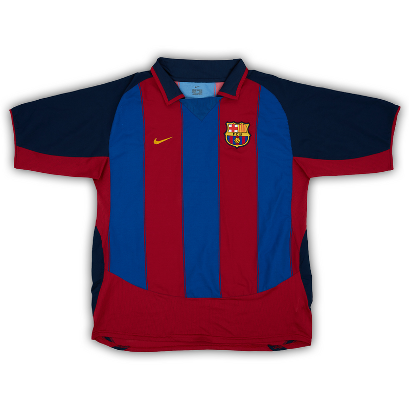 Camisa Barcelona Home 2003/04 - Retrô Nike Masculino - Azul e Grená