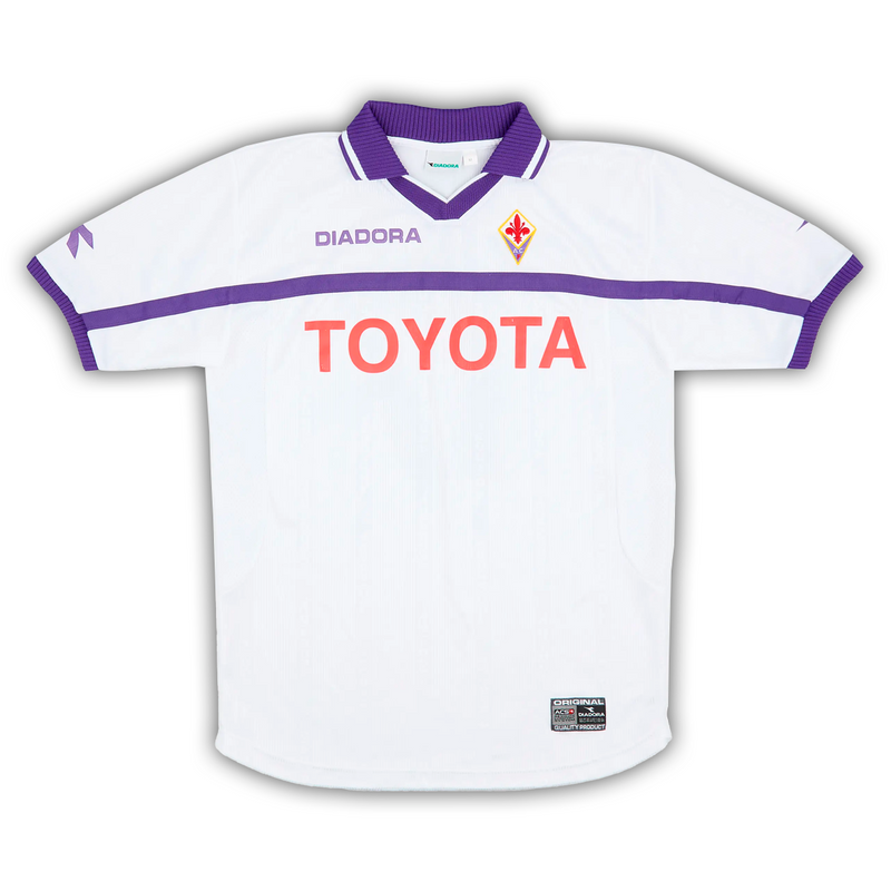 Camisa Fiorentina Away 2000/01 - Retrô Diadora Masculino - Branco e roxo