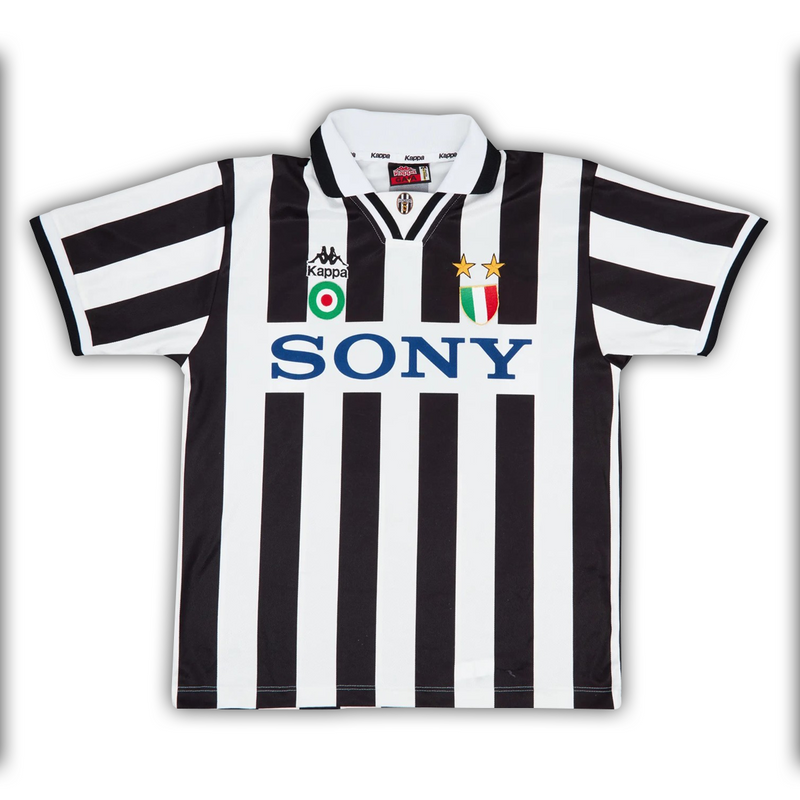 Camisa Juventus Home 1995/96 - Retrô Kappa Masculino - Preto e Branco