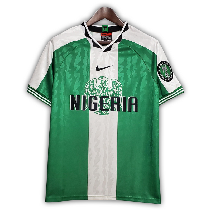 Camisa Nigéria Home 1996 - Retrô Nike Masculino - Verde e Branco