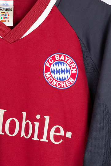 Camisa Bayern de Munique Home 2002/03 - Retrô Adidas Masculino - Vermelho e Azul