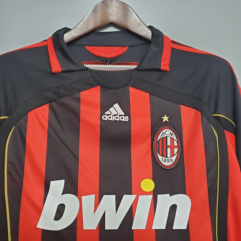 Camisa AC Milan Home 2006/07 - Retrô Adidas Masculino - Preto e Vermelho