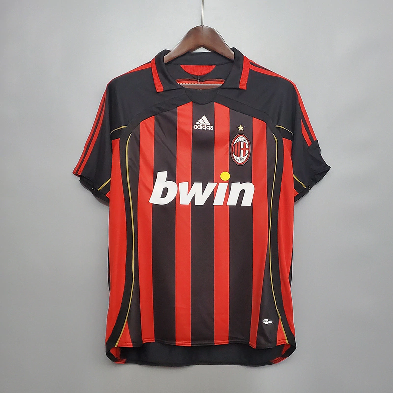 Camisa AC Milan Home 2006/07 - Retrô Adidas Masculino - Preto e Vermelho