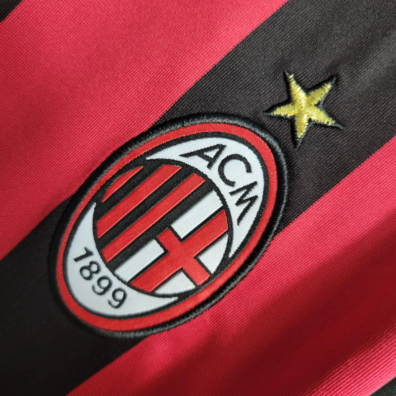 Camisa AC Milan Home 2009/10 - Retrô Adidas Masculino - Preto e Vermelho