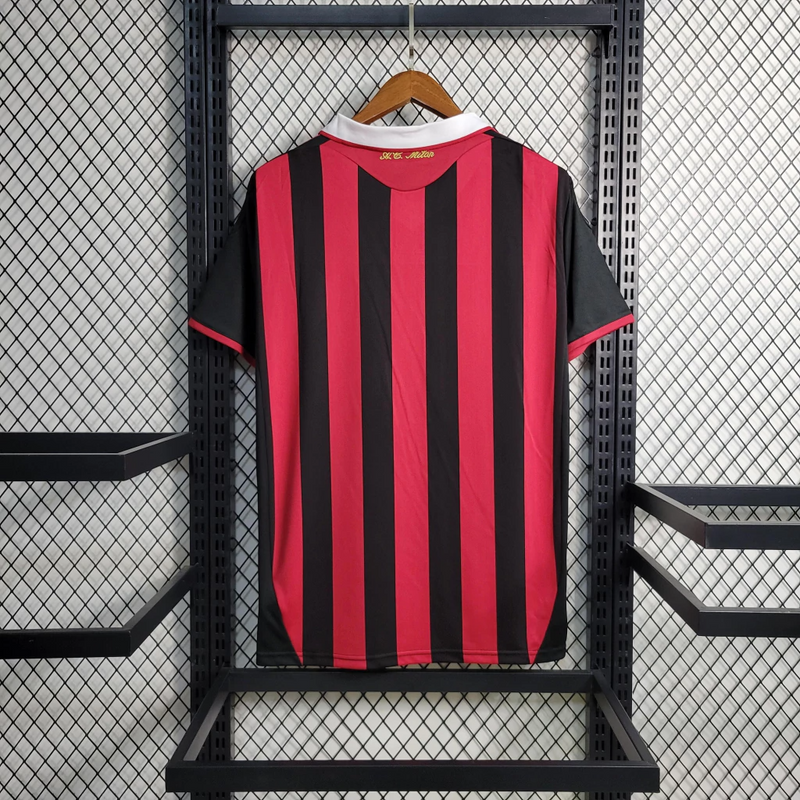 Camisa AC Milan Home 2009/10 - Retrô Adidas Masculino - Preto e Vermelho