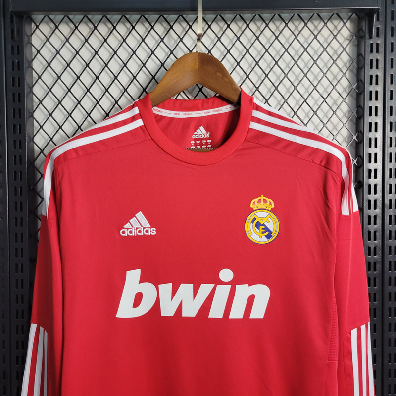 Camisa Real Madrid Third 2011/12 Manga Longa - Retrô Adidas Masculina - Vermelha
