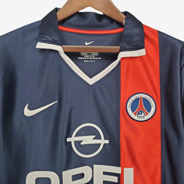 Camisa PSG Home 2001/02 - Retrô Nike Masculino - Azul e vermelho