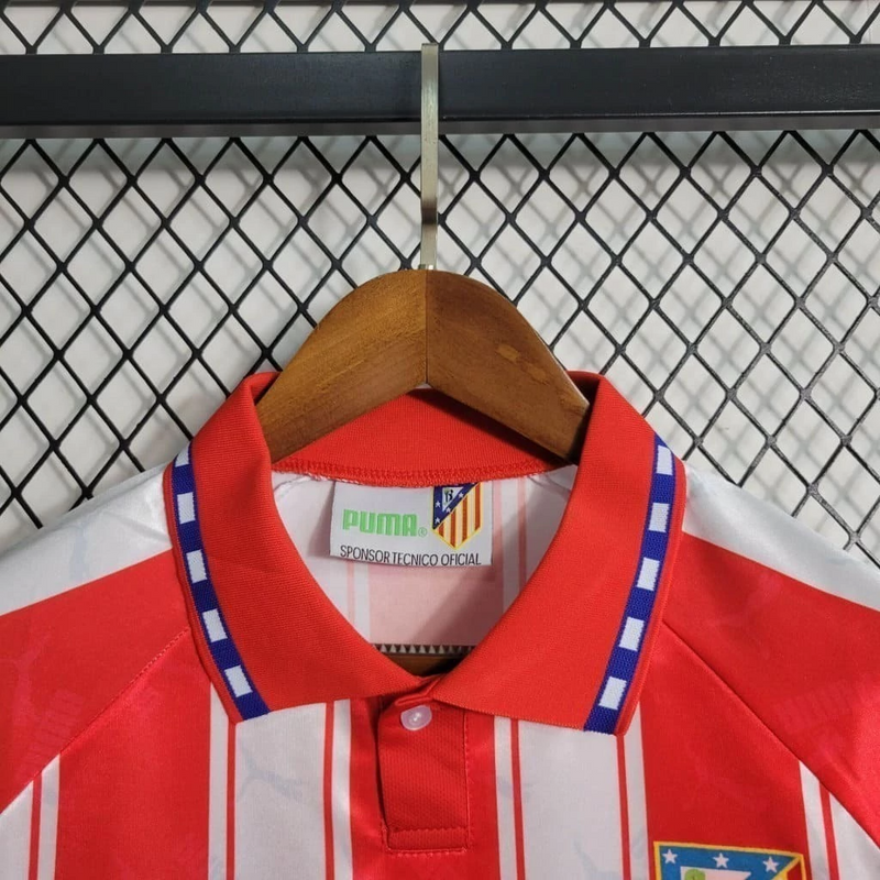 Camisa Atlético de madrid Home 1995/96 - Retrô Puma Masculino - Vermelho e branco