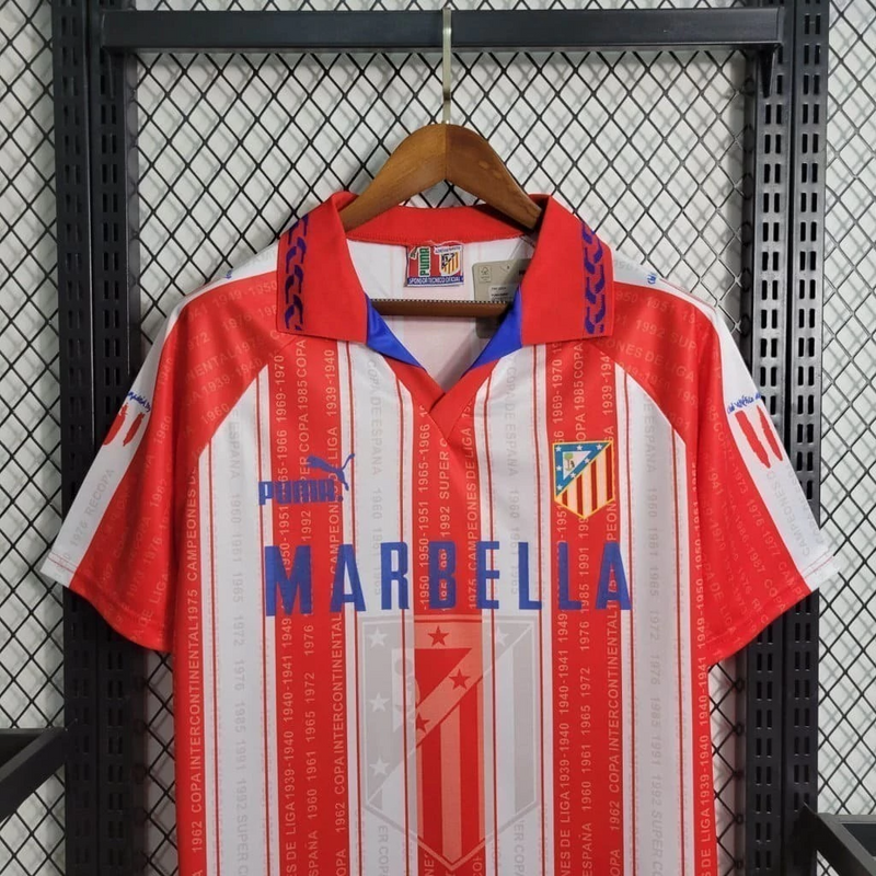 Camisa Atlético de madrid Home 1994/95 - Retrô Puma Masculino - Vermelho e branco