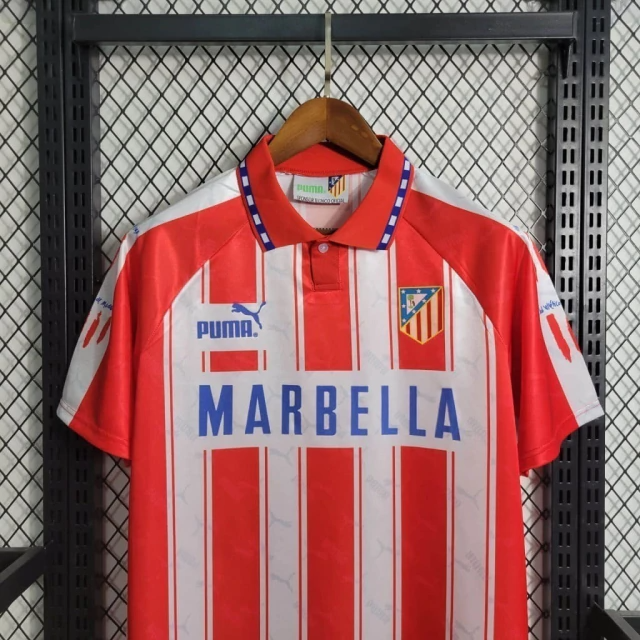 Camisa Atlético de madrid Home 1995/96 - Retrô Puma Masculino - Vermelho e branco
