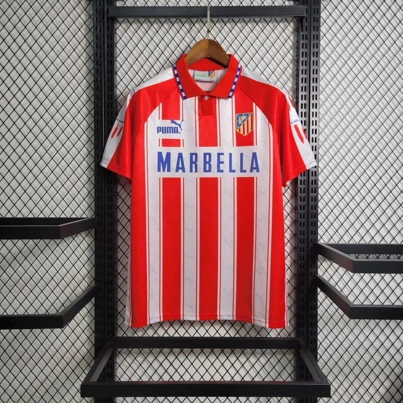 Camisa Atlético de madrid Home 1995/96 - Retrô Puma Masculino - Vermelho e branco