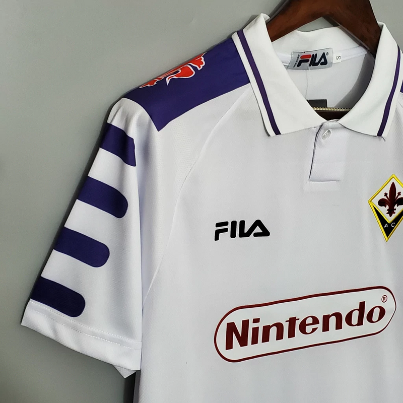 Camisa Fiorentina Away 1999/00 - Retrô Fila Masculino - Branco e roxo