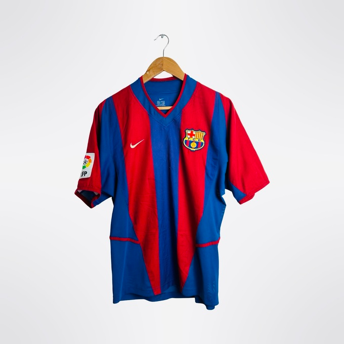 Camisa Barcelona Home 2002/03 - Retrô Nike Masculino - Azul e Grená