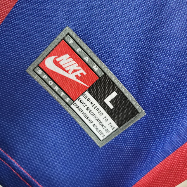 Camisa Barcelona Home 1998/99 - Retrô Nike Masculina - Azul e Vermelha