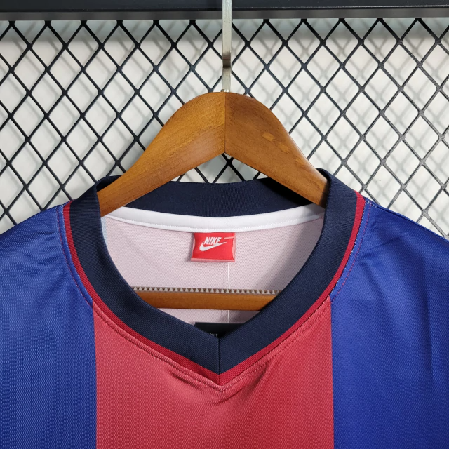 Camisa Barcelona Home 1998/99 - Retrô Nike Masculina - Azul e Vermelha
