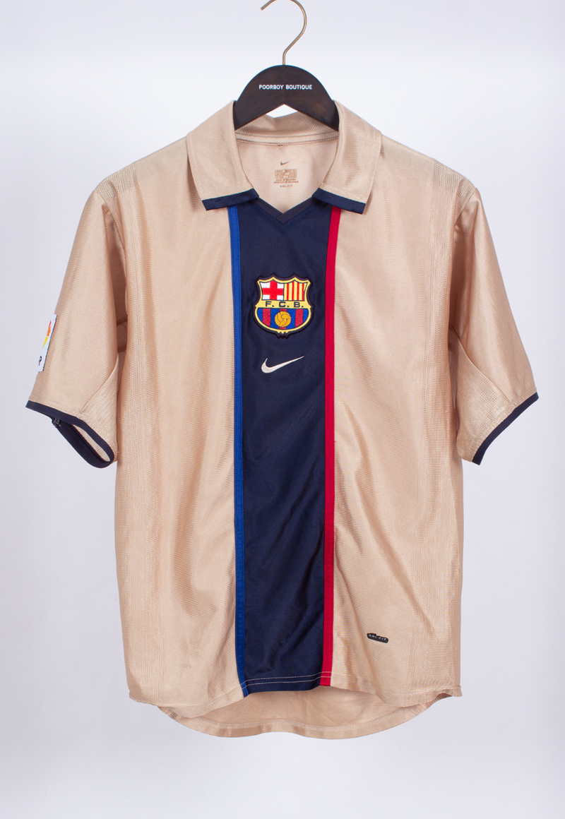 Camisa Barcelona Away 2001/02 - Retrô Nike Masculino - Bege