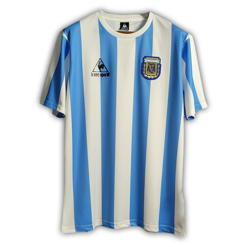 Camisa Argentina Home 1986 - Retrô Le Coq Sportif Masculino - Azul e Branco