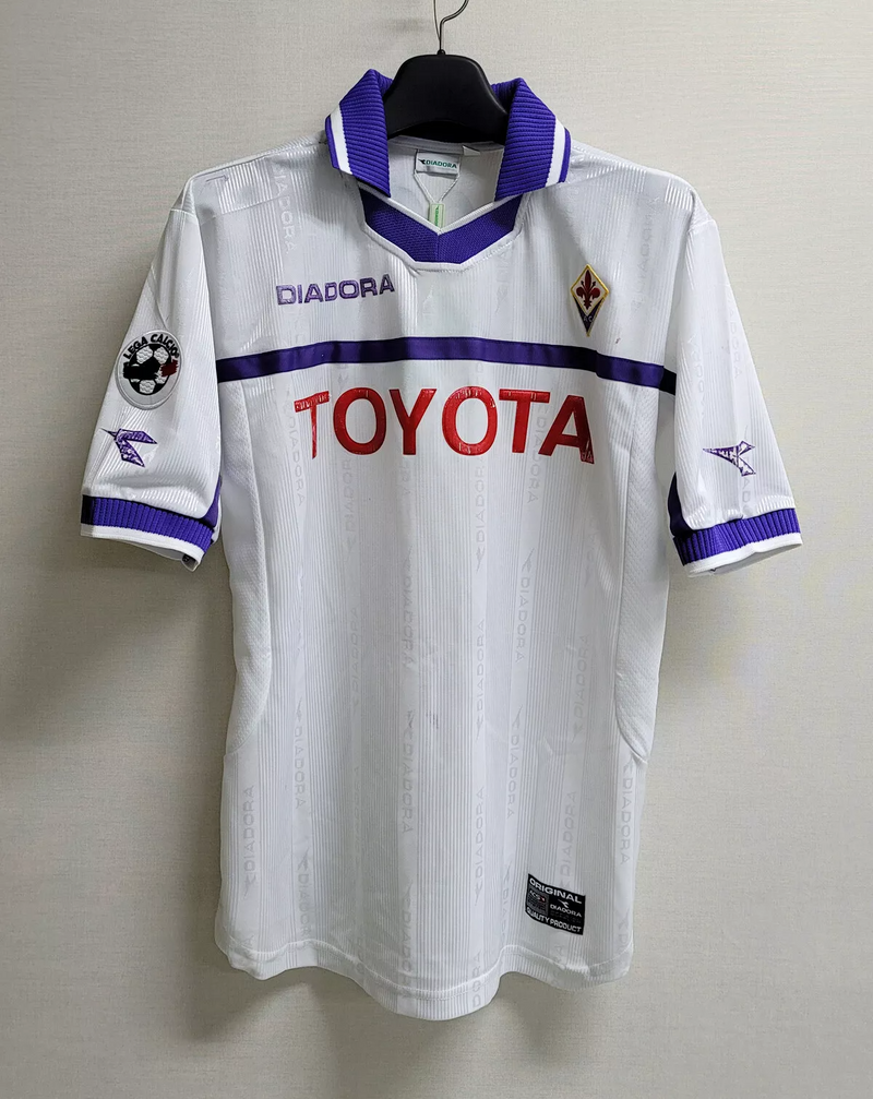 Camisa Fiorentina Away 2000/01 - Retrô Diadora Masculino - Branco e roxo