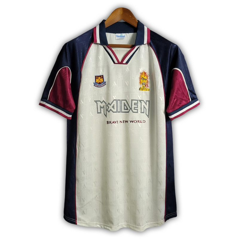 Camisa West Ham x Iron Maiden 1999 - Retrô Masculino - Branco