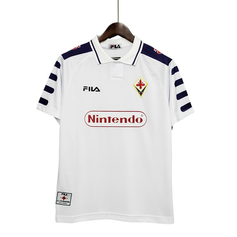 Camisa Fiorentina Away 1999/00 - Retrô Fila Masculino - Branco e roxo